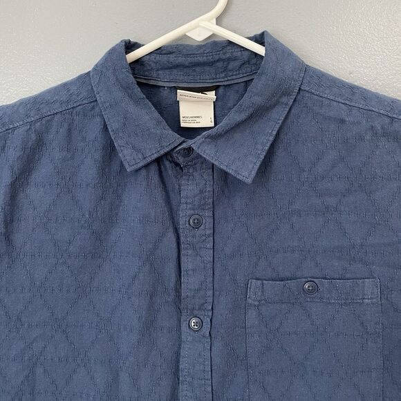 The North Face Shirt Mens Large Blue Lightweight Breathable Hemp Blend Button Up - Picture 2 of 11